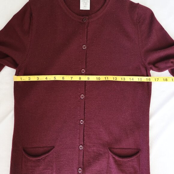100% Merino Wool Cardigan - Size S/M - Button Up Sweater With Pockets - Plum - Picture 5 of 10